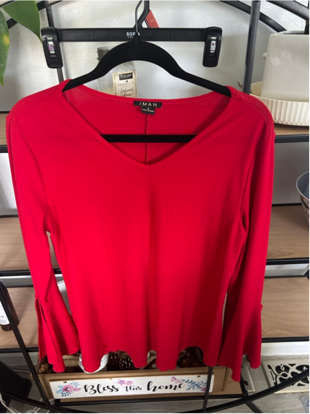 Women's IMAN Red Long Sleeve Tee S